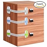 ベビー安全キャビネットロックwillceal 8パックダブル保険調節可能な子の安全ラッチキャビネット、冷蔵庫、引き出し、トイレ、など。 グレー 10414063