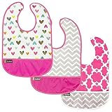 クーシーズ/Kushies ウォータープルーフ クリーン ビブ 3枚セット （ピンク） 1-2才　お食事ビブ スタイ エプロン [KushiesCleanbib] (ピンク)