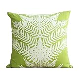 Miz Home 1 Set Fresh Green Leaves Shape Decorative Cover with Insert Blend Linen Cloth Material Cush