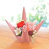 [florence du]プリザーブドフラワー 鶴デザイン陶器アレンジメント(ピンク） 敬老の日ギフト 贈り物 還暦 和風