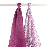 Yoga Sprout Muslin Swaddle Blankets, Purple Lotus, 46 Inch X 46 Inch, 2 Count by Yoga Sprout