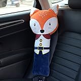 Amorus　子供　シートベルト　カバー　枕　クッション　パッド　車　首　まくら　安全　グッズ　車内泊　車中泊　旅行　睡眠　ぬいぐるみ　動物型　可愛い (キツネ)