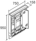 INAX　ピアラ　ミラーキャビネット【MAR2-753KXJU】　間口750mm　LED照明　全高1,900mm用　くもり止めコート付