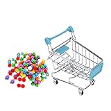 SONONIA ペット用品　鳥　ミニ　ショッピング　トロリー　家具　おもちゃ　+　 100個　カラフル　噛み　ポンポンボール