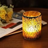 DFL 3 * 4インチMutilレッドモザイクガラスFlameless LEDワックスCandle withタイマー、作業with 2 AAバッテリー