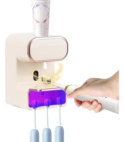 Amazon.co.jp: zmart 自動歯磨き粉 ディスペンサー 歯ブラシホルダー 5