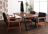 使い込むほどに味わい深まるヴィンテージ調ダイニング5点セット 天然木 【テーブル1＋ソファ4】 (【テーブル幅120cm】, 1Pソファ：ブラウン4脚)