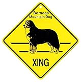 Bernese Mountain Dog XING サインボード：バーニーズマウンテンドッグ 横断 注意 英語 看板 Made in U.S.A [並行輸入品]