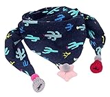 冬より厚い子供暖かい三角形のスカーフ、ネイビーブルーとサボテン