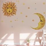 Amaonm Creative Removable DIY Giant Large Yellow Moon and Sun / Man and Women Face Flower Wall Sitck