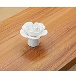 キャビネット引き出しキッチン食器棚プルハンドルヴィンテージローズフラワーセラミックノブ(ホワイト)