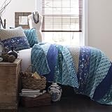 Lush Decor Royal Empire 3-Piece Quilt Set Full/Queen Peacock [並行輸入品]