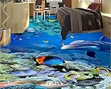 BZDHWWH 3D ステレオ 壁紙 床 水中 世界 リビングルーム 壁紙 床タイル ヨーロピアン壁紙 アート 300cm x 400cm 6974937068126