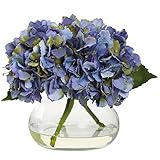 Nearly Natural 1356-BL Blooming Hydrangea with Vase, Blue by Nearly Natural