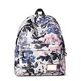 Artone Women's Peony Print Floral Casual Daypack With Laptop Compartment White [並行輸入品]