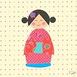 Oopsy Daisy Canvas Wall Art Kimono Girl Buns by Rachel Taylor, 10 by 10-Inch [並行輸入品]