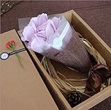 結婚式のバレンタインデーの誕生日（ライトパープル）のための7個のバラ人工フラワーブーケ手作り石鹸フラワーデコレーションギフト