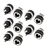 DealMux 10Pcs DC-022B 5.5mm x 2.1mm DC Power Jack Socket Female Panel Mount Connector