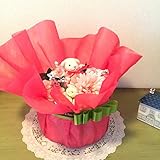 おむつケーキ　フラワーアレンジ女の子用　レッド　 出産祝い　 (パンパースMサイズ)