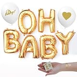 ゴールドOh Baby 。Girl BoyベビーシャワーMylar Balloons 2つOh Baby Tattoosと2つゴールドレタリングホワイトバルーンデコレーション