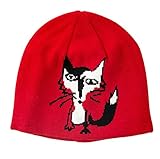 Yuelian(TM) ニット帽 キッズ ベビー キャップ キツネ柄 ワッチ帽子 子ども 赤ちゃん 防寒 帽子 レッド (XL)