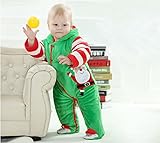 サンタクロース  カバーオール  クリスマス 赤ちゃん コスチューム グリーン (73cm（9-18ヶ月）)