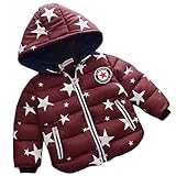エフティーゾーン(Ftzone)子供服ベビー男の赤ちゃんの子供の男の子コート コットン 厚い服 綿防寒冷え取り冬物 ダウンジャケット ダウンコート上着防風(星) (S/身长80cm, 赤)