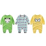 新生児 子供長袖　カバーオール　3枚セット　純綿　男の子＆女の子　可愛いプリント　0～2歳 (66cm, セット４) [並行輸入品]