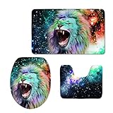 chaqlin 3 PieceバスマットセットGalaxy Space AnimalノンスリップバスルームマットContourトイレカバーラグ S-CC3200CP