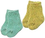 アンナニコラ 2足組 ローゲージリブ編み厚地ソックス 新生児用 7cm - 9cm サックス 6047 日本製