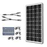 ECO-WORTHY 100W 太陽光発電単結晶ソーラーパネル Z型取付金具 Y型MC4コネクタ付属