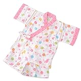 ベビー女の子　ガーゼ甚平 水風船 ピンク 80cm