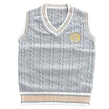 [BARYPORY] おしゃれ ベスト Vネック 綿 ニット ノースリーブ スクール 学生 制服 シンプル ゆったり 大きいサイズ 男の子 女の子 (4XL, グレー)