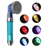 シャワーヘッド 節水 カラー変更 温度により色が変わる 虹色の水流が楽しめる スパ調節可能な耐腐食性LED負イオンシャワーヘッド(カラフル)