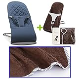 【今治タオルブランケットセットBL】babybjorn（ベビービョルン）バウンサー Bliss ミッドナイトブルー（バウンサーカバーブルーストライプ）