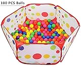 Pop Up Casa Mall子供用プールベビープール100個ボール付き、VentilatedおもちゃBall Pit Play Tent Playpen for Kids withファスナー付きス