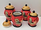 トスカーナモダンRooster、手描きCanisters、4のセット、85001 by ACK