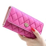 財布 長財布 ウォレット大容量 レディース高級 クラウン 女性 用 三つ折り　レザー (バラ)