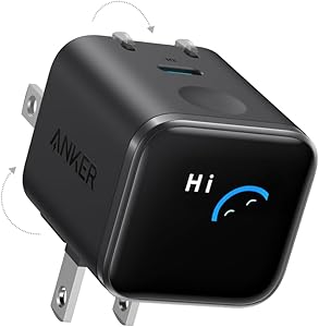 Anker Nano Charger (45W, Display, スイングプラグ) ブラック USB PD USB-C 急速充電器【PSE技術基準適合/約180度折りたたみ式プラグ】iPhone MacBook Air その他各種機器対応