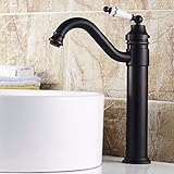 awxjx Washroomシンクミキサータップ銅ヨーロッパアメリカスタイルブラックホットとコールドバスルームBrushed Cold Alone Sit increase高