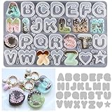 【Evergarden【ppシート付き １枚型タイプ】シャカシャカ メルティ アルファベット シリコンモールド レジン モールド アクセサリー パーツ キーホルダー シェイカーモールド キャンドル シリコン モールド 型 キット ハンドメイド (1枚型タイプ（２）)