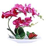 Vosarea 人工植物 人工花　造花　フェイクフラワー　偽の花　 人工花偽　胡蝶蘭　鉢植え　ブライダルブーケ　アートフラワー　リビングルーム　テーブルデコレーション（フクシア）