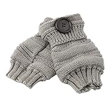 (サンライン)Sun Line 秋冬 新作 半指のつまみのボタン手袋 グローブ 手ぶくろ　 冬 保温 暖かい 厚手 ふわふわ　　 (ライトグレー)