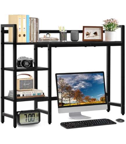 デスクラック 卓上デスク 3段ラック 高さ調整 100cm 黒 茶 1978,9 デスクラック 卓上デスク 3段ラック 高さ調整 100cm 黒 茶 1978