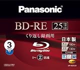 パナソニック 録画用2倍速 ブルーレイディスク 片面1層 25GB (書換型) 3枚パック LMBE25J3 LM-BE25J3