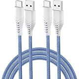 Acbands USB Type C ケーブル 【2本セット / 0.5m+1m / ブルー】 QC3.0対応 3A 高耐久編組ケーブル USB-A&USB-C たいぷし 急速 ケーブル【Xperia/Samsung/Galaxy/Pixel/iphone 15 スマホ タブレット 等対応 】