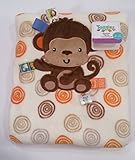 Taggie's (Monkey Print Swirl Coral Plush Blanket 30x40 - Boys) by Taggies
