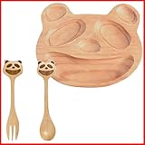 プチママン パンダ お食事セット ウッドトレイ スプーン＆フォーク セット お子様へのプレゼントにピッタリ！子供 キッズ 赤ちゃん ベビー プレゼント ギフト ウッドプレート 誕生日 出産祝い 木の食