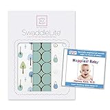 SwaddleDesigns SwaddleLite Set of 3 Cotton Marquisette Swaddle Blankets + The Happiest Baby White No