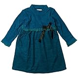 《春秋冬対応》SCHNEE(スネー) リブニット切替天竺ワンピース 100cm /ブルー NO.F-661085